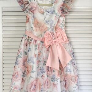 Floral Pink Kids Dress with Bow